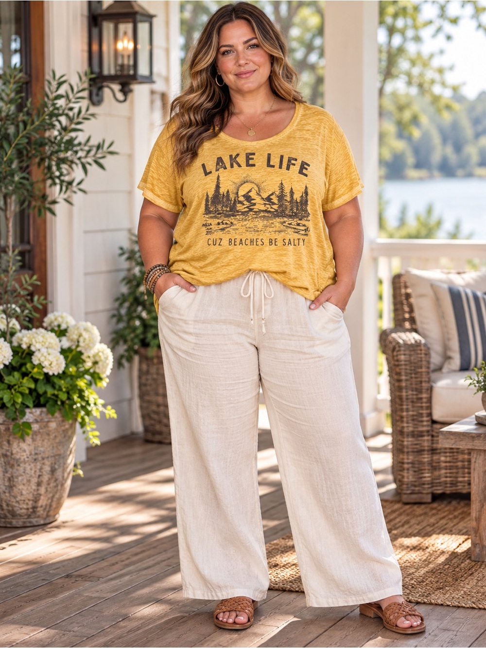 Graphic Tee | Maurice’s 2 1X/2X Lake Life Mustard Women's